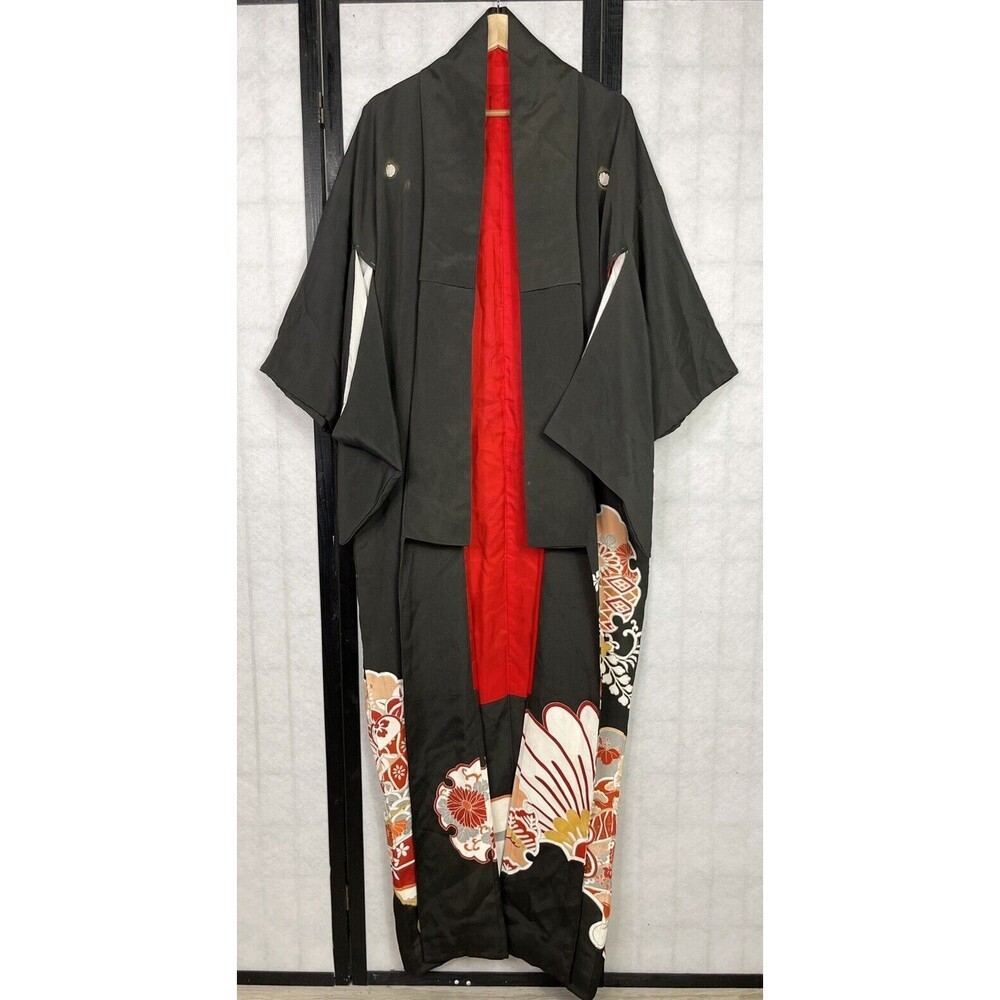 Antique fine handwoven silk Japanese Kimono OS
